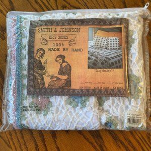 Smith & Johnson Dry Goods Hand Made Crochet Lacy Granny Pillow Sham 24" x 30"